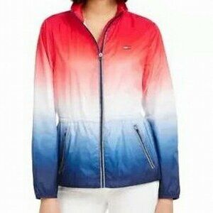 NWT Tommy Hilfiger Women's S Jacket Top Red White Blue Ombre Windbreaker NEW